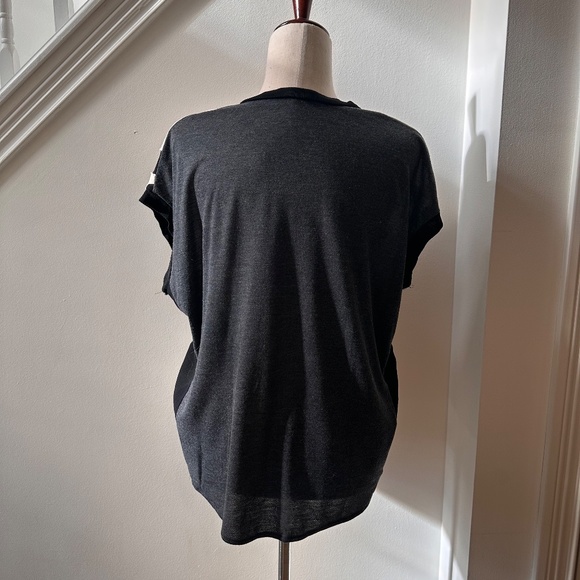 ZARA Linen Cotton blend Burnout Chevron Design Oversized Top - Picture 4 of 4